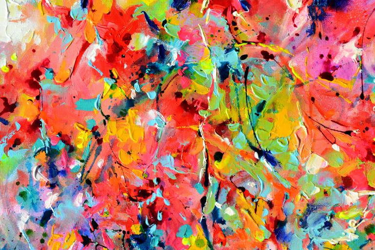 Original Abstract Garden Painting by Soos Roxana Gabriela