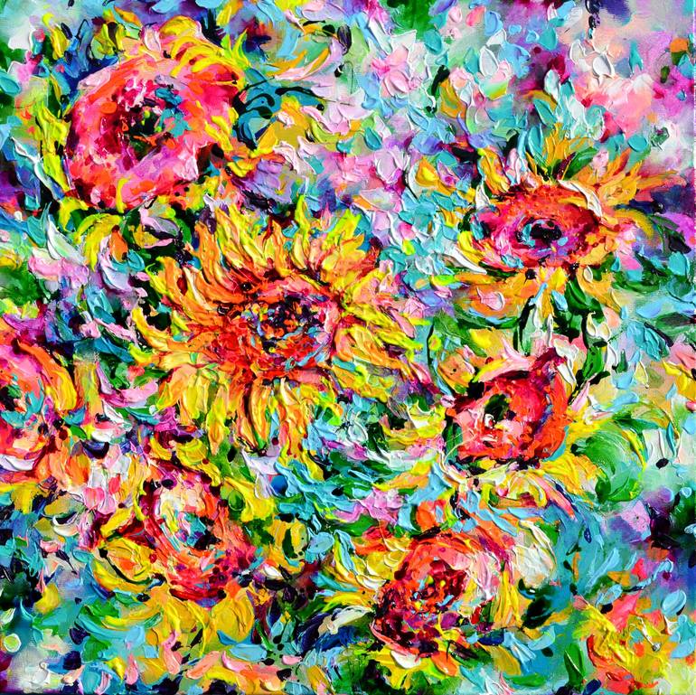 Original Abstract Floral Paintings by Soos Roxana Gabriela