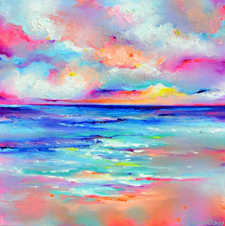 Original Impressionism Beach Paintings by Soos Roxana Gabriela