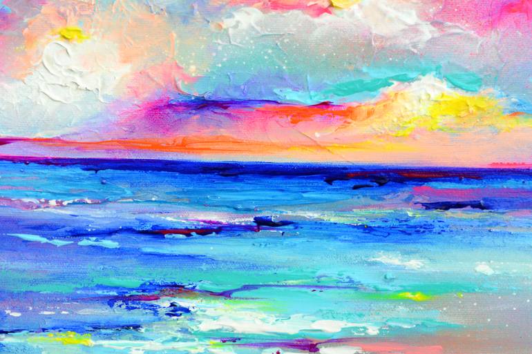 Original Impressionism Beach Painting by Soos Roxana Gabriela