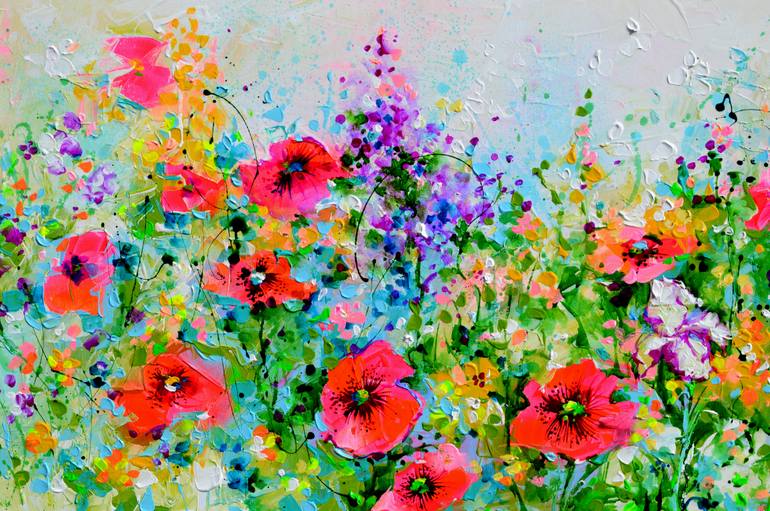 Original Abstract Floral Painting by Soos Roxana Gabriela