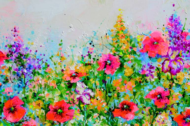 Original Abstract Floral Painting by Soos Roxana Gabriela