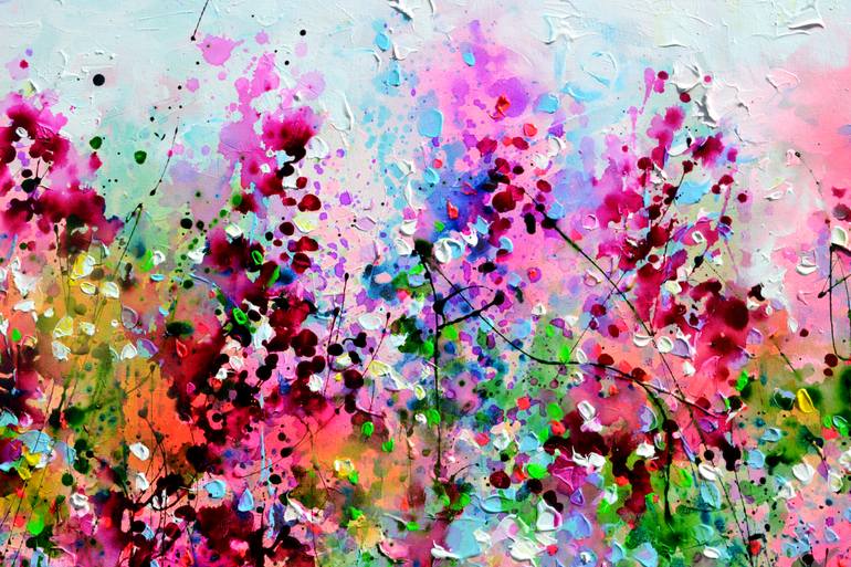 Original Abstract Garden Painting by Soos Roxana Gabriela