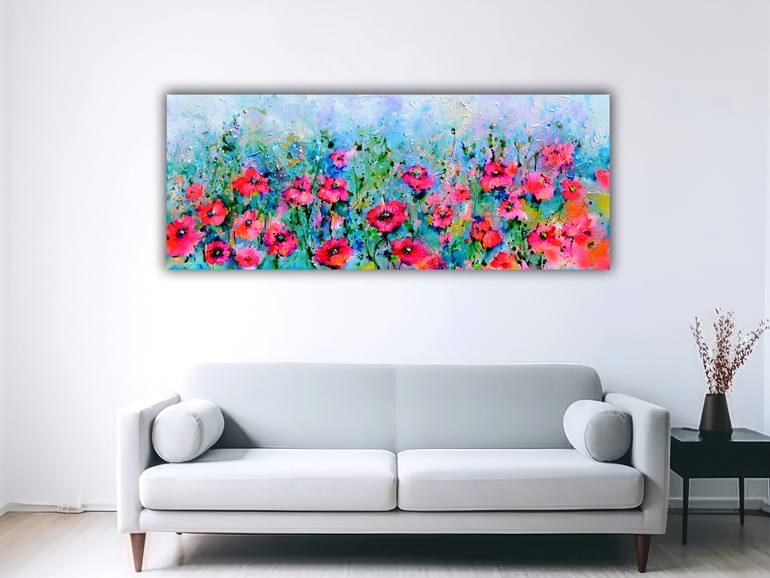Original Color Field Painting Floral Painting by Soos Roxana Gabriela