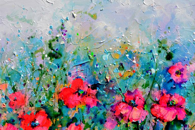 Original Color Field Painting Floral Painting by Soos Roxana Gabriela