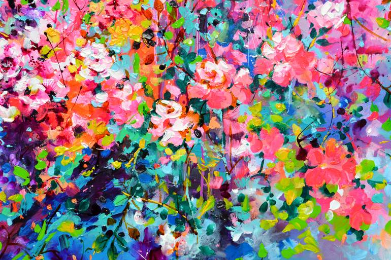 Original Abstract Floral Painting by Soos Roxana Gabriela