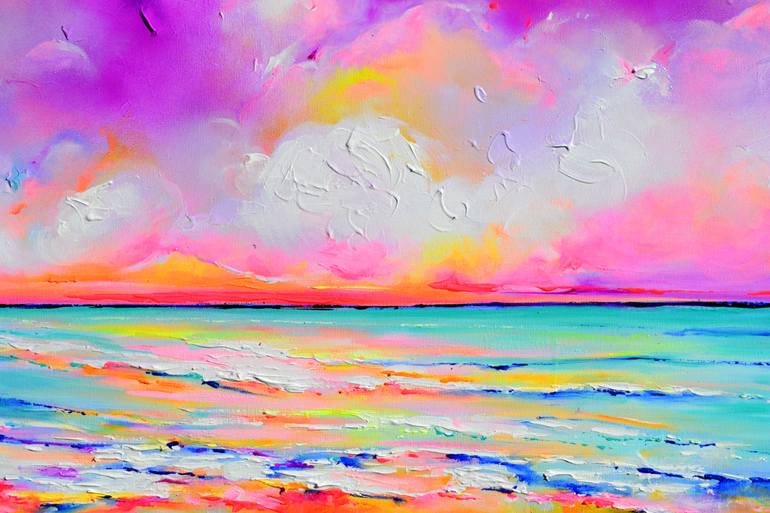 Original Impressionism Beach Painting by Soos Roxana Gabriela