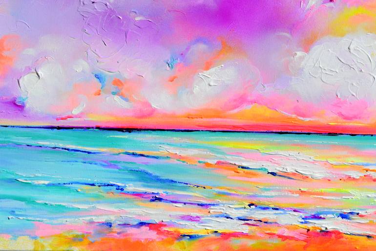 Original Impressionism Beach Painting by Soos Roxana Gabriela