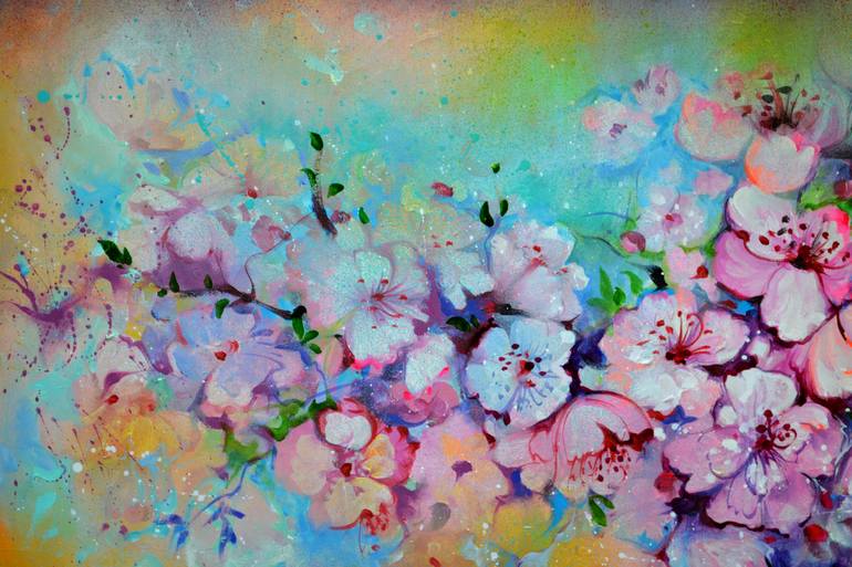 Original Abstract Floral Painting by Soos Roxana Gabriela