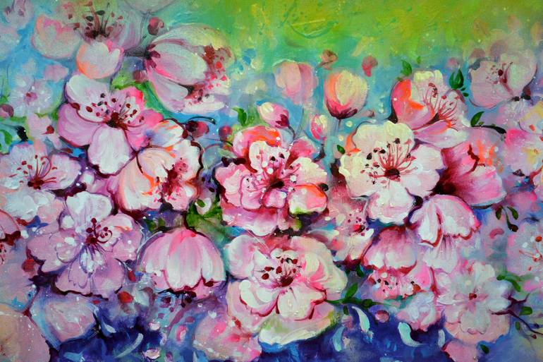 Original Abstract Floral Painting by Soos Roxana Gabriela