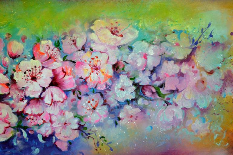 Original Abstract Floral Painting by Soos Roxana Gabriela