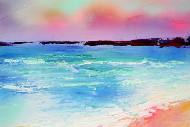 Original Abstract Beach Painting by Soos Roxana Gabriela