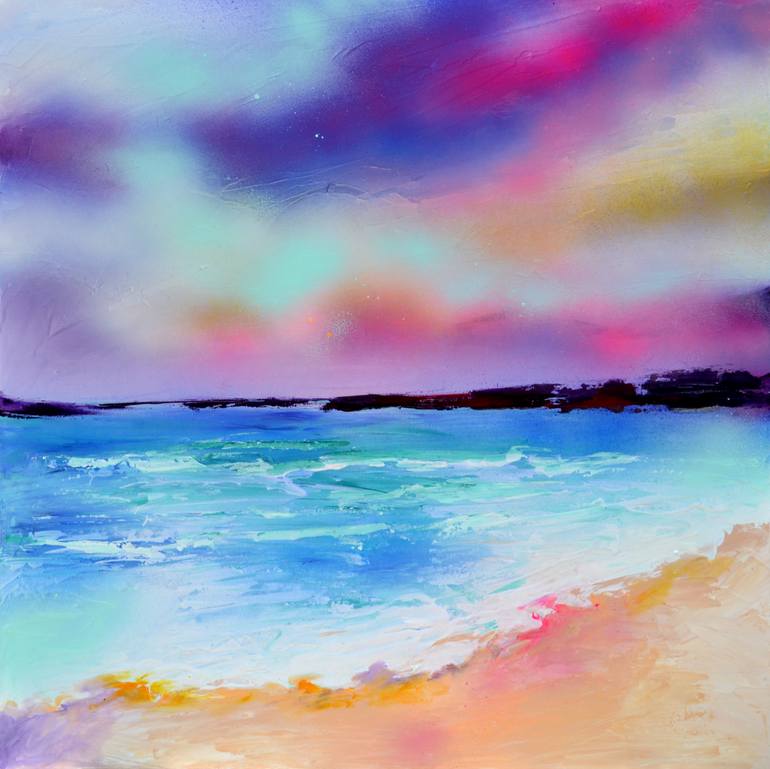 Original Abstract Beach Painting by Soos Roxana Gabriela