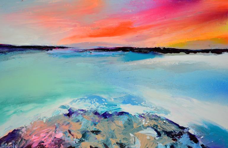 Original Abstract Beach Painting by SOOS ROXANA GABRIELA