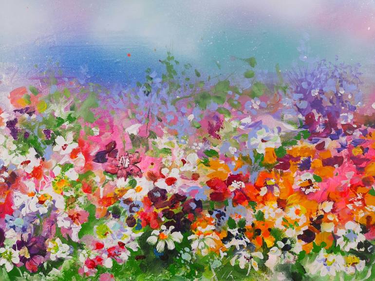 Colorful Flowers Field Painting by SOOS ROXANA GABRIELA | Saatchi Art