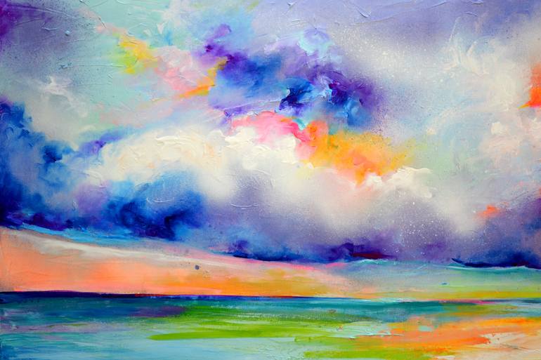 Original Impressionism Beach Painting by Soos Roxana Gabriela