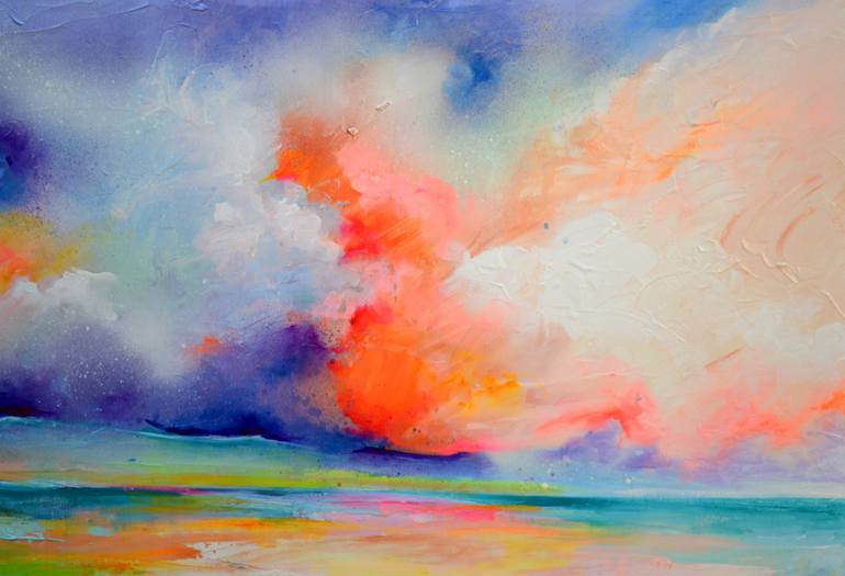 Original Impressionism Beach Painting by Soos Roxana Gabriela