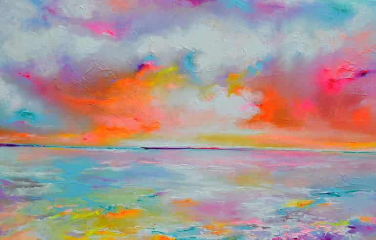 Original Abstract Beach Painting by SOOS ROXANA GABRIELA