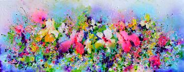 I've Dreamed 24 - Colorful Floral Painting, Iris, Dafodil and Wild Flowers Field thumb
