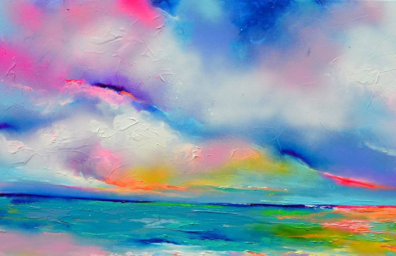 Original Abstract Beach Painting by SOOS ROXANA GABRIELA