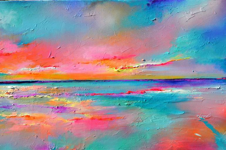 Original Abstract Beach Painting by SOOS ROXANA GABRIELA