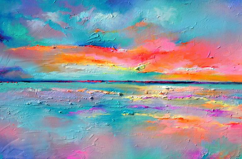 Original Abstract Beach Painting by SOOS ROXANA GABRIELA