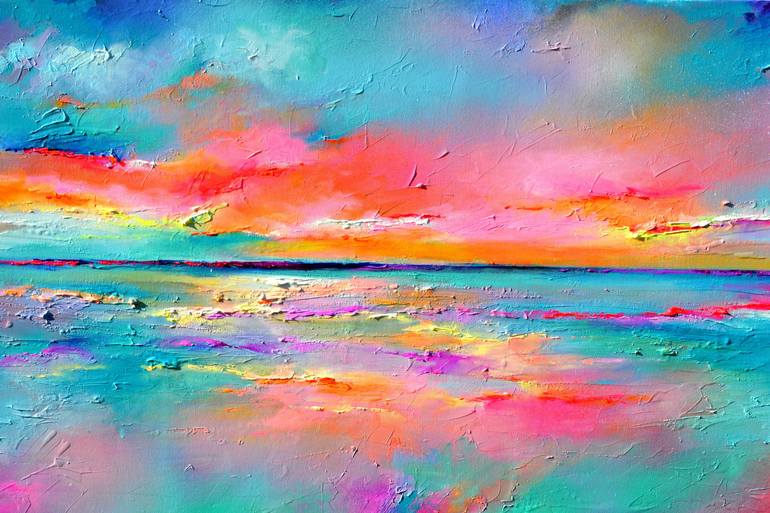 Original Abstract Beach Painting by SOOS ROXANA GABRIELA