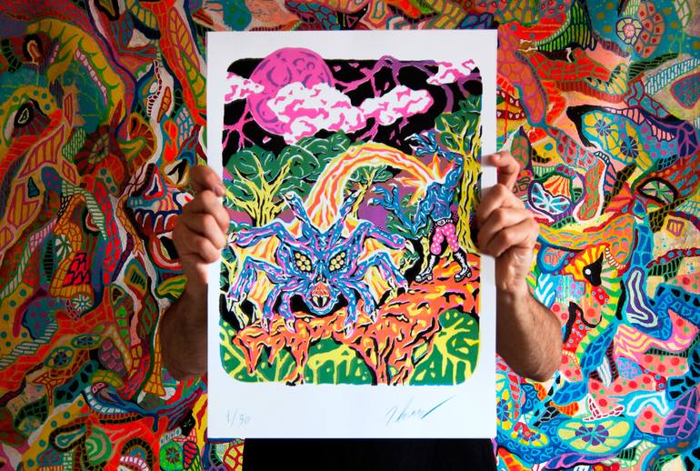 Original Figurative Comics Printmaking by Diego Lazzarin