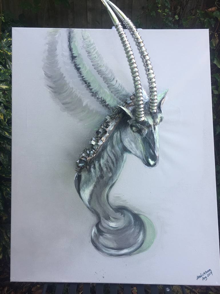Silver Ibex - with 3D Silver Antlers - Print