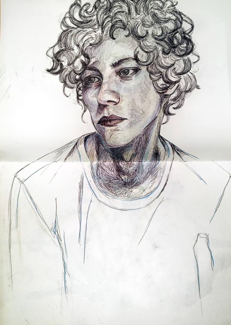how to draw curly hair on a guy