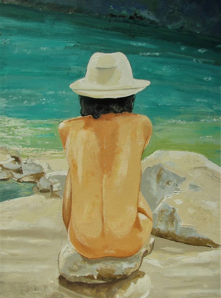 Nude at the River, Esteron South France Painting by Patrick Bornemann |  Saatchi Art