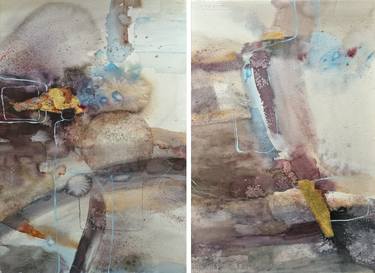 Haven't Find My Galaxy - Original mixed media - Diptych thumb