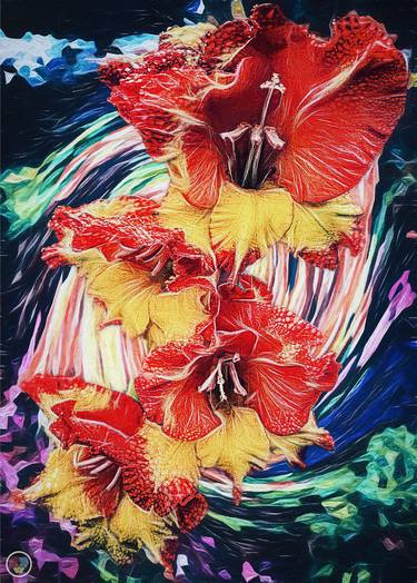 Original Abstract Floral Mixed Media by Chris Denton