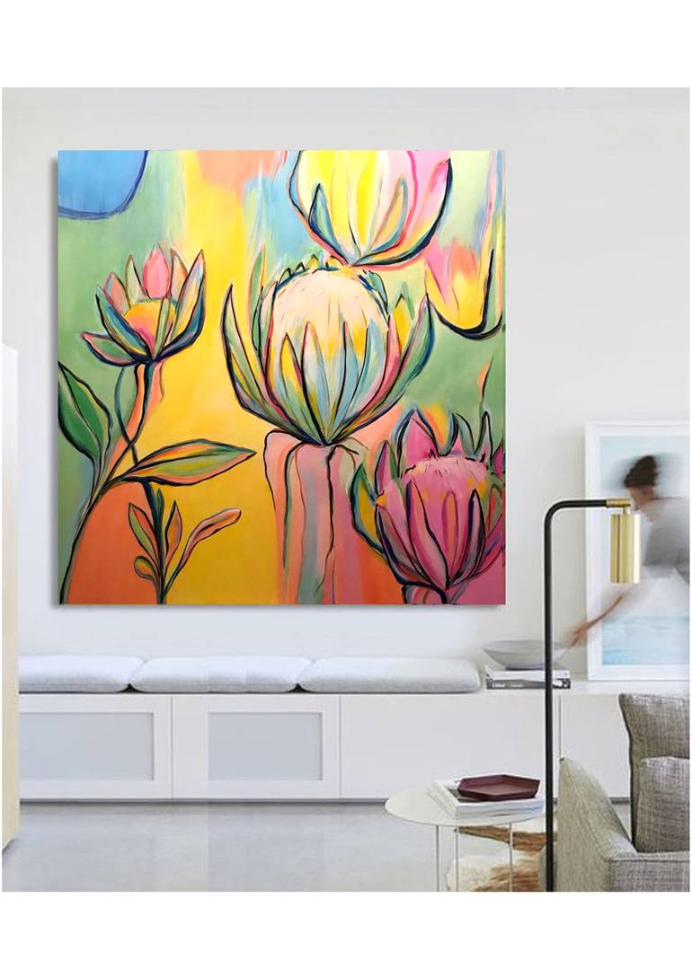 Original Abstract Floral Painting by Anne-Maree Wise