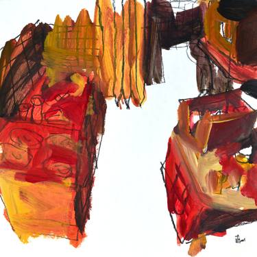 Print of Abstract Expressionism Interiors Paintings by János Vámos