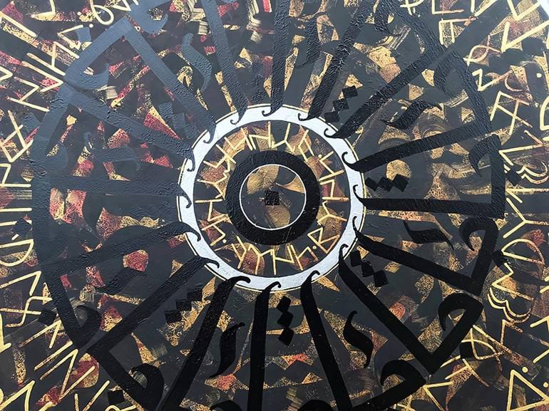 Original Symbolism Calligraphy Painting by Vira Dg