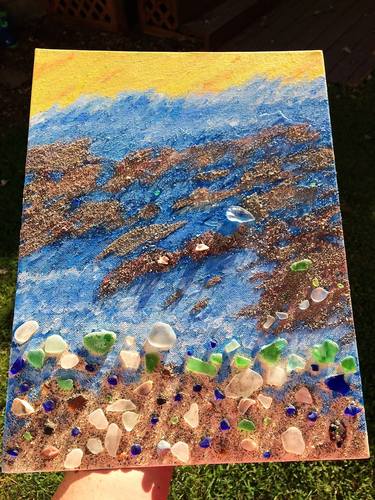 Original Beach Glass 3d Lake Erie Shores Painting By Rachel