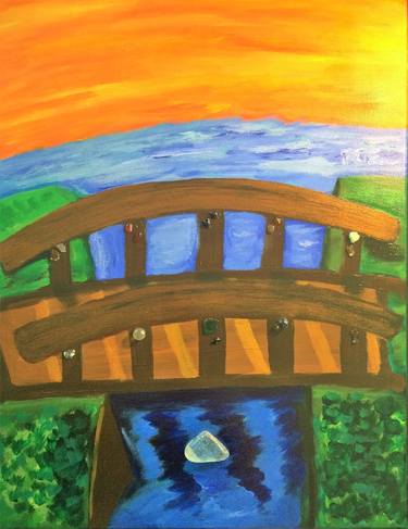 Love Lock Bridge, Original Art Painting, Acrylic Canvas thumb