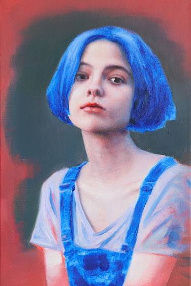 Girl with blue hair thumb