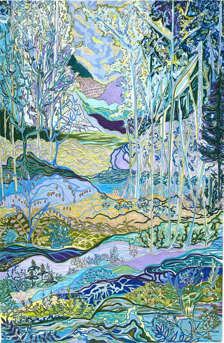 Original Botanic Mixed Media by Dalma Goncz Art Gallery | Abstract Art on Canvas | Last Tree At The County Border 007/2025/DL