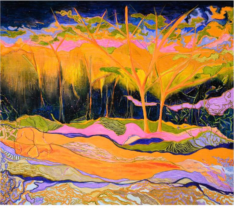 Original Nature Mixed Media by Dalma Goncz Art Gallery | Surrealism Art on Canvas | Last Tree At The County Border 004/2024/DL