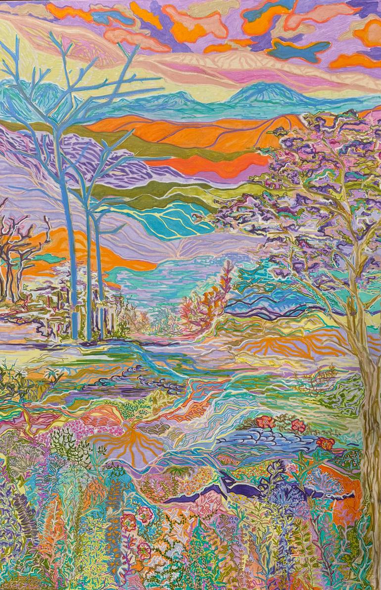 Original Landscape Mixed Media by Dalma Goncz Art Gallery | Abstract Art on Canvas | Last Tree At The County Border 004/2025/DL