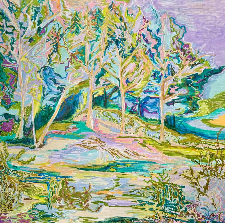 Original Landscape Mixed Media by Dalma Goncz Art Gallery | Abstract Art on Canvas | Last Tree At The County Border 010/2024/DL