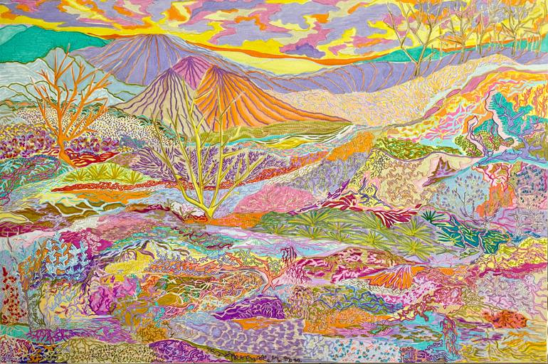 Original Landscape Mixed Media by Dalma Goncz Art Gallery | Abstract Expressionism Art on Canvas | Last Tree At The County Border 002/2025/DL