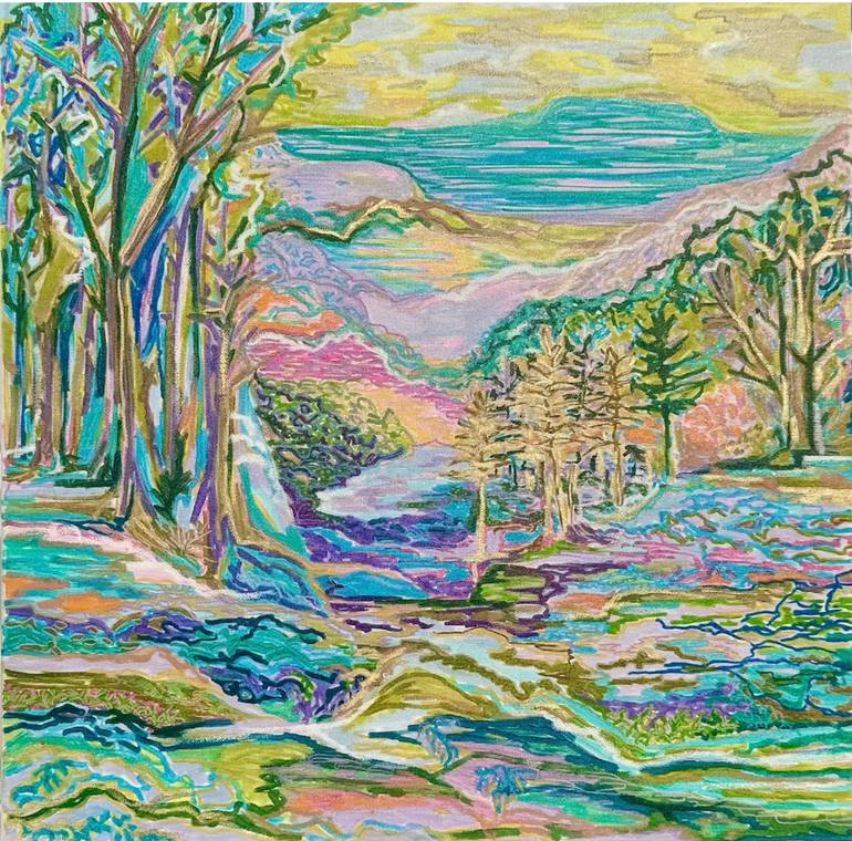 Original Landscape Mixed Media by Dalma Goncz Art Gallery | Abstract Art on Canvas | Last Tree At The County Border 005/2025/DL