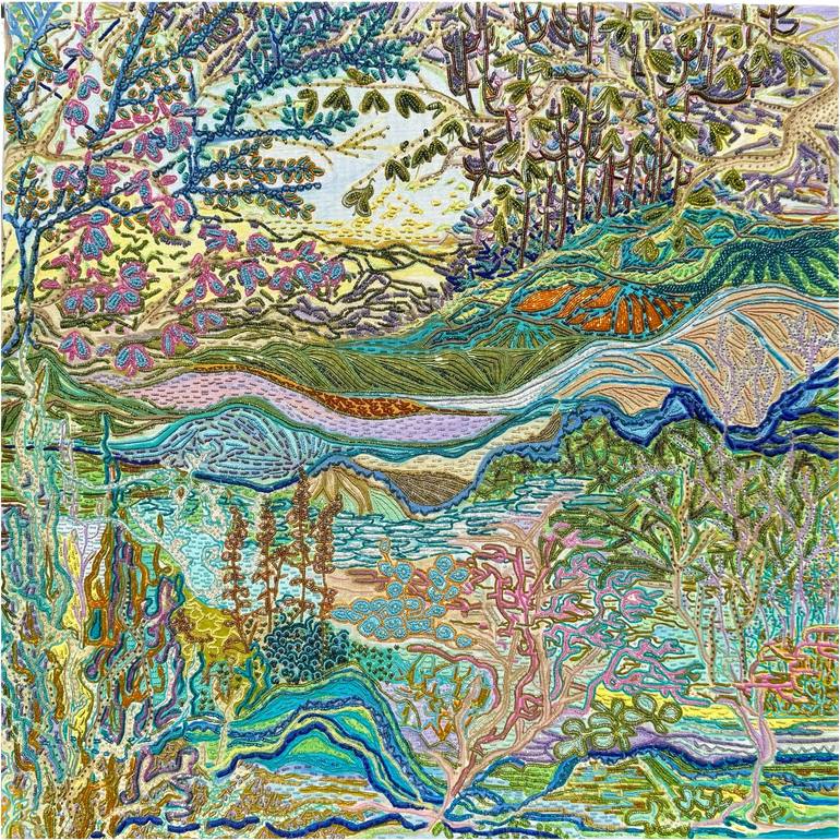 Original Landscape Mixed Media by Dalma Goncz Art Gallery | Abstract Art on Acrylic | Last Tree at The County Border 008/2025