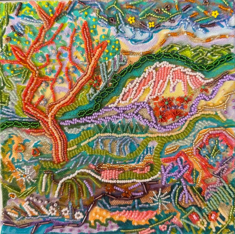 Original Landscape Mixed Media by Dalma Goncz Art Gallery | Abstract Art on Canvas | Last Tree At The County Border 008/2026/DL