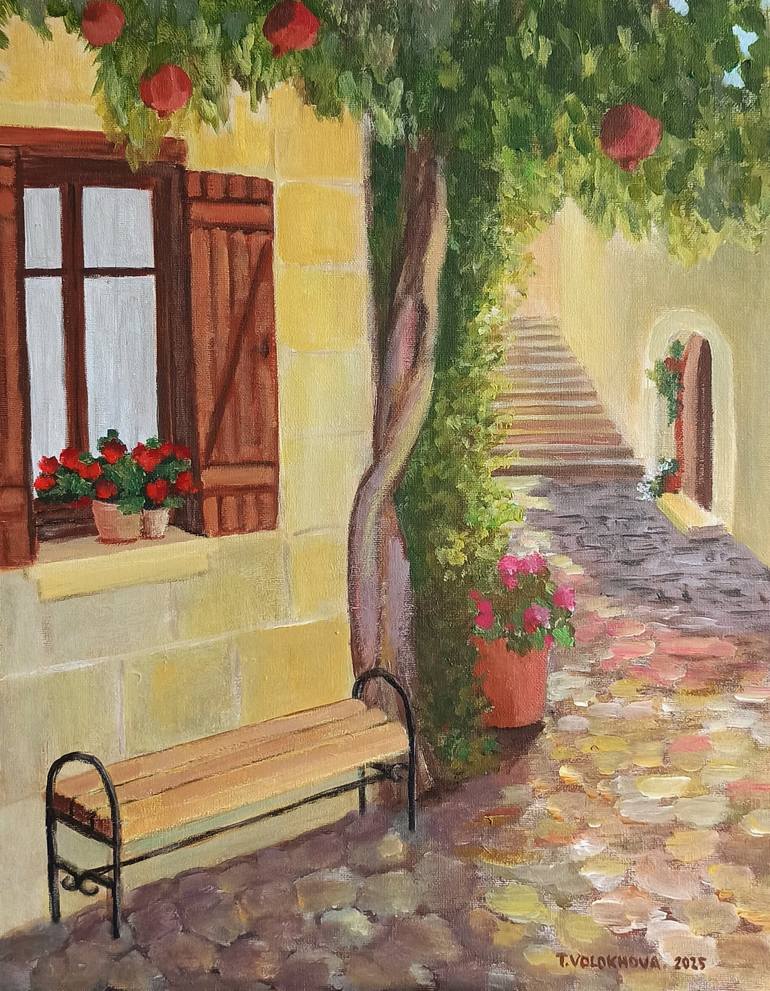 Original Architecture Painting by Tatiana Volokhova | Impressionism Art on Canvas | Side street