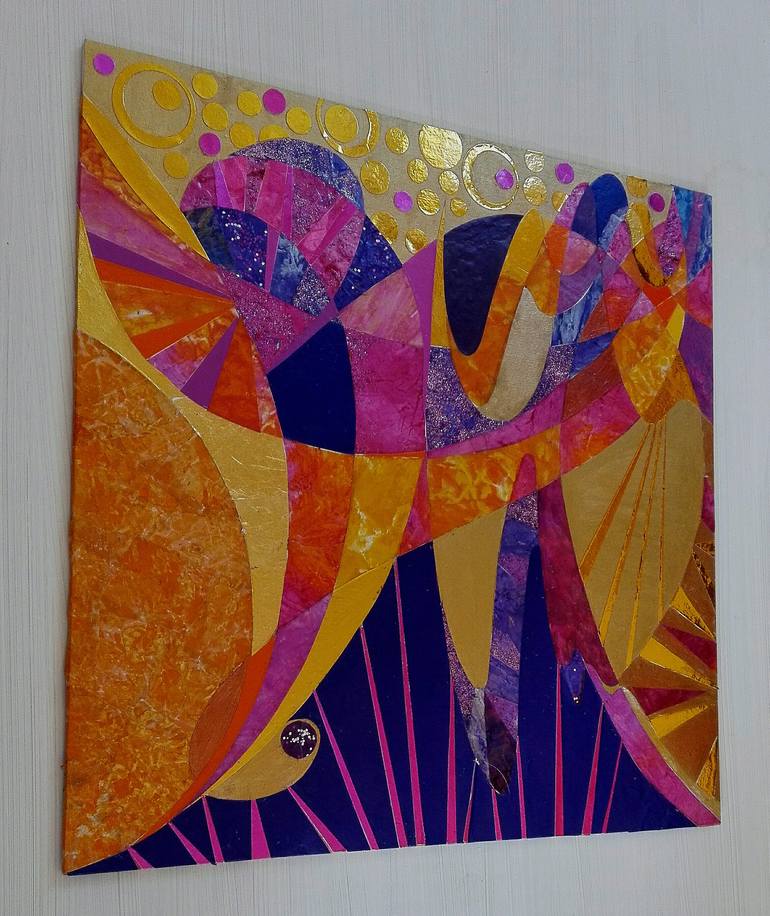 Original Art Deco Abstract Collage by Fiona Aguirre