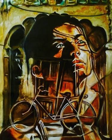 Original Fine Art Bicycle Paintings by Maher Hassan Aboelenen